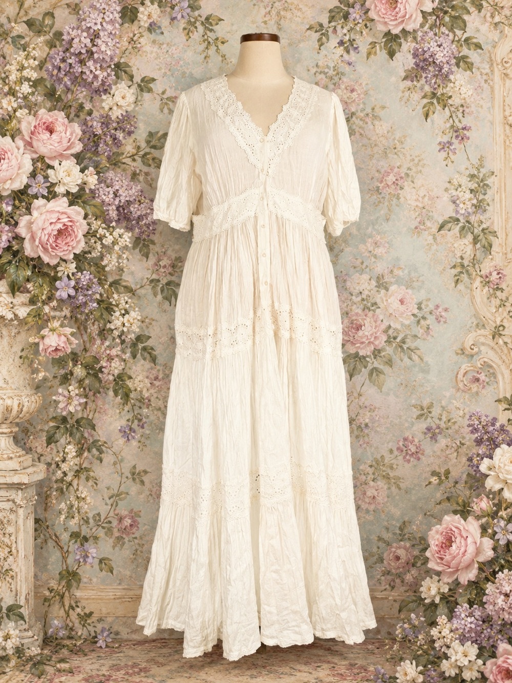 April Cornell White Cotton Maxi Dress XXL